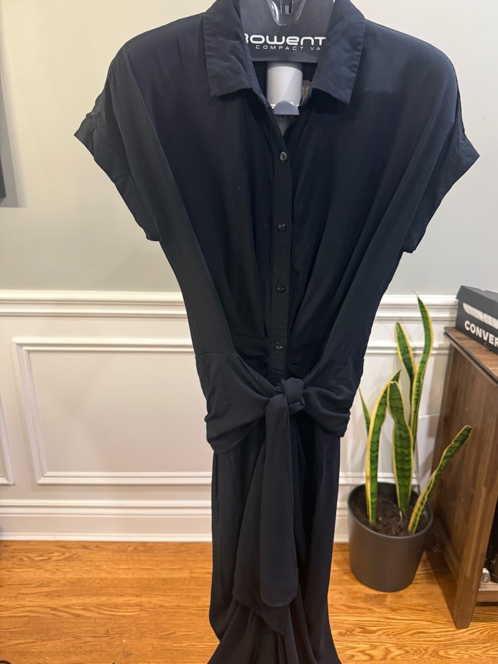 NWT L*Space Black Prism Tie-Front Maxi Shirt Dress Size M